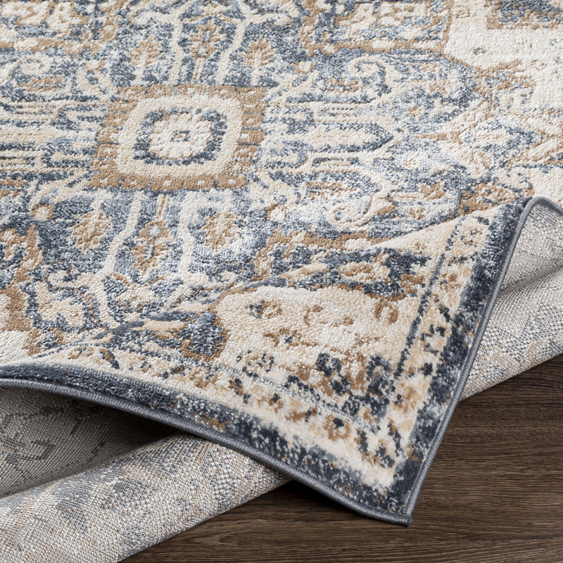 Bungalow Rose Acadian Oriental Navy/Camel Area Rug & Reviews